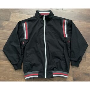 KOMAN Bomber‎ Jacket Men's 2XL Black Red Striped